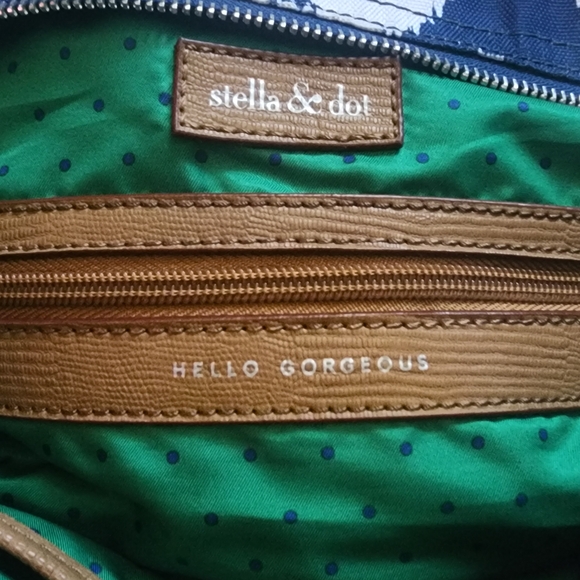 Stella & Dot Navy Ikat Print Tote Bag – Durable Travel/Everyday Carryall NWOT - Picture 6 of 13